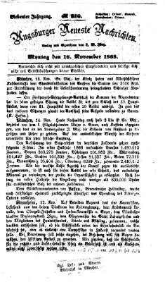 Augsburger neueste Nachrichten Montag 16. November 1868