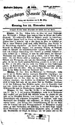 Augsburger neueste Nachrichten Sonntag 22. November 1868