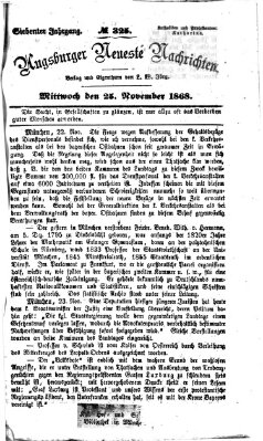 Augsburger neueste Nachrichten Mittwoch 25. November 1868