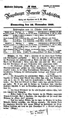 Augsburger neueste Nachrichten Donnerstag 26. November 1868