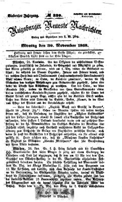 Augsburger neueste Nachrichten Montag 30. November 1868