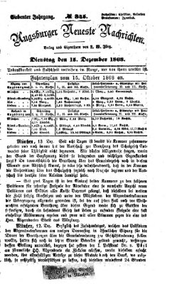 Augsburger neueste Nachrichten Dienstag 15. Dezember 1868