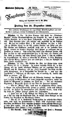 Augsburger neueste Nachrichten Freitag 18. Dezember 1868