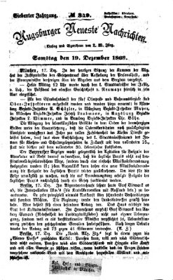 Augsburger neueste Nachrichten Samstag 19. Dezember 1868