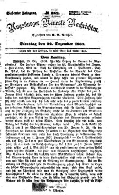 Augsburger neueste Nachrichten Dienstag 22. Dezember 1868