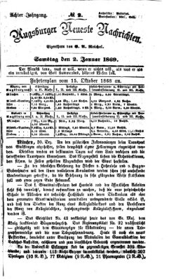 Augsburger neueste Nachrichten Samstag 2. Januar 1869