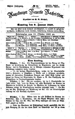 Augsburger neueste Nachrichten Samstag 9. Januar 1869