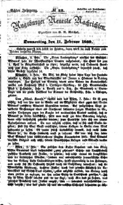 Augsburger neueste Nachrichten Donnerstag 11. Februar 1869