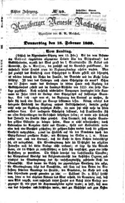 Augsburger neueste Nachrichten Donnerstag 18. Februar 1869