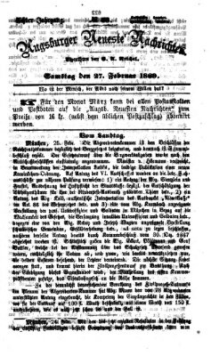 Augsburger neueste Nachrichten Samstag 27. Februar 1869