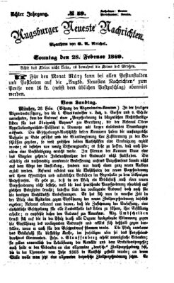 Augsburger neueste Nachrichten Sonntag 28. Februar 1869