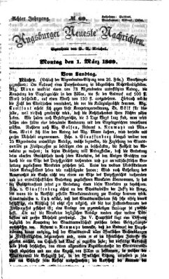 Augsburger neueste Nachrichten Montag 1. März 1869