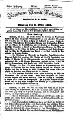 Augsburger neueste Nachrichten Dienstag 2. März 1869