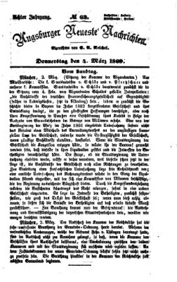 Augsburger neueste Nachrichten Donnerstag 4. März 1869