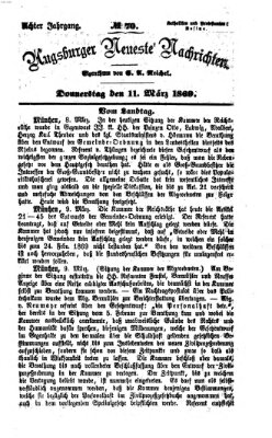 Augsburger neueste Nachrichten Donnerstag 11. März 1869