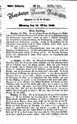 Augsburger neueste Nachrichten Montag 15. März 1869