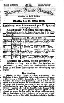 Augsburger neueste Nachrichten Dienstag 23. März 1869