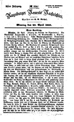 Augsburger neueste Nachrichten Montag 26. April 1869