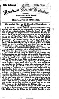 Augsburger neueste Nachrichten Dienstag 18. Mai 1869