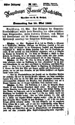 Augsburger neueste Nachrichten Donnerstag 20. Mai 1869