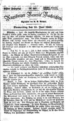 Augsburger neueste Nachrichten Donnerstag 10. Juni 1869