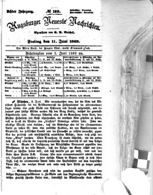 Augsburger neueste Nachrichten Freitag 11. Juni 1869