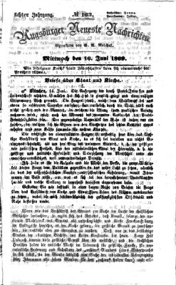Augsburger neueste Nachrichten Mittwoch 16. Juni 1869