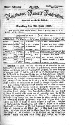 Augsburger neueste Nachrichten Dienstag 22. Juni 1869