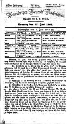 Augsburger neueste Nachrichten Sonntag 27. Juni 1869