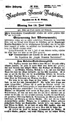 Augsburger neueste Nachrichten Montag 28. Juni 1869