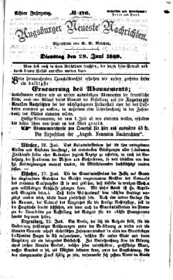 Augsburger neueste Nachrichten Dienstag 29. Juni 1869