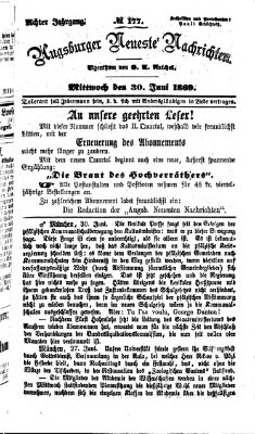 Augsburger neueste Nachrichten Mittwoch 30. Juni 1869