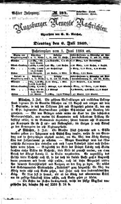 Augsburger neueste Nachrichten Dienstag 6. Juli 1869