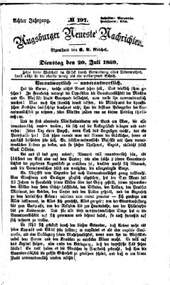 Augsburger neueste Nachrichten Dienstag 20. Juli 1869