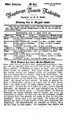 Augsburger neueste Nachrichten Dienstag 3. August 1869