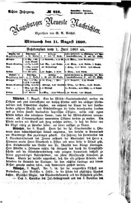 Augsburger neueste Nachrichten Mittwoch 11. August 1869