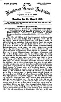 Augsburger neueste Nachrichten Samstag 14. August 1869