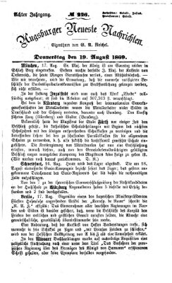 Augsburger neueste Nachrichten Donnerstag 19. August 1869