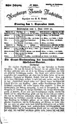 Augsburger neueste Nachrichten Dienstag 7. September 1869