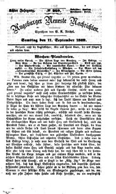 Augsburger neueste Nachrichten Samstag 11. September 1869