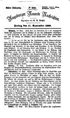 Augsburger neueste Nachrichten Freitag 17. September 1869