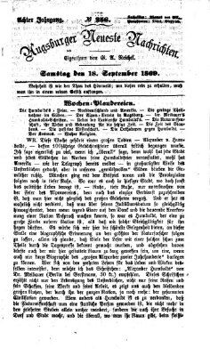 Augsburger neueste Nachrichten Samstag 18. September 1869