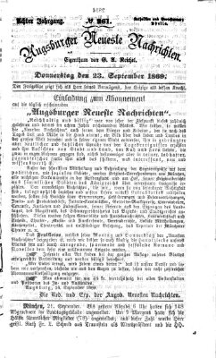 Augsburger neueste Nachrichten Donnerstag 23. September 1869