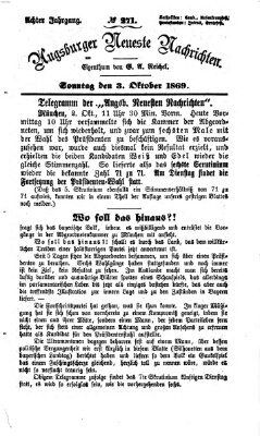 Augsburger neueste Nachrichten Sonntag 3. Oktober 1869