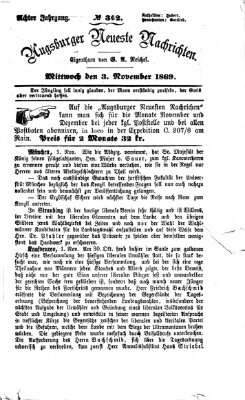 Augsburger neueste Nachrichten Mittwoch 3. November 1869