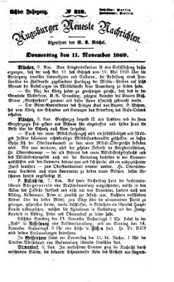 Augsburger neueste Nachrichten Donnerstag 11. November 1869