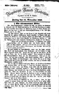 Augsburger neueste Nachrichten Freitag 12. November 1869