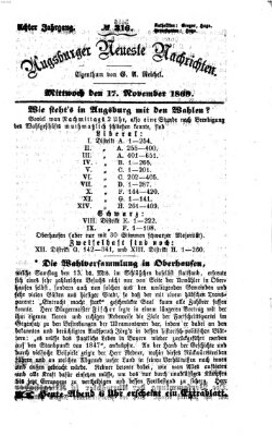 Augsburger neueste Nachrichten Mittwoch 17. November 1869