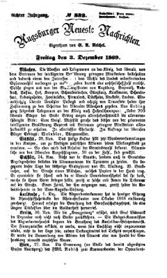 Augsburger neueste Nachrichten Freitag 3. Dezember 1869