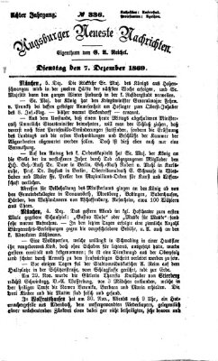 Augsburger neueste Nachrichten Dienstag 7. Dezember 1869